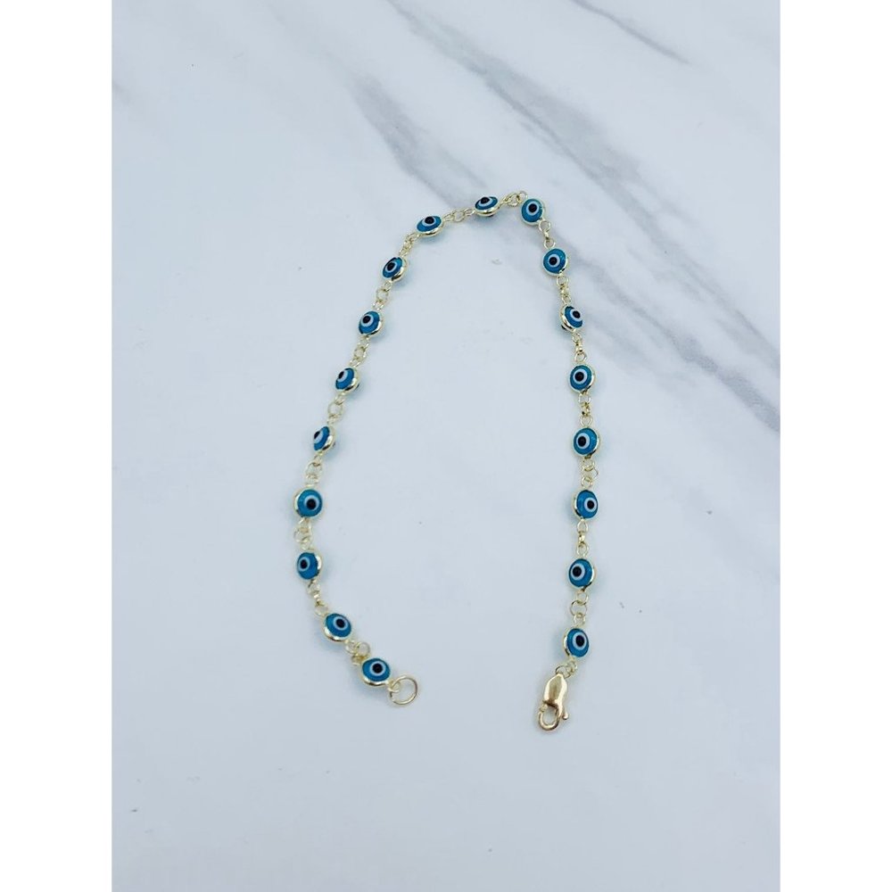 ❤️ Real 14k Gold Bracelet Evil Greek eye   ❤️ 7.5"